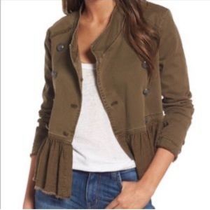 Free People Military Ruffle Jacket